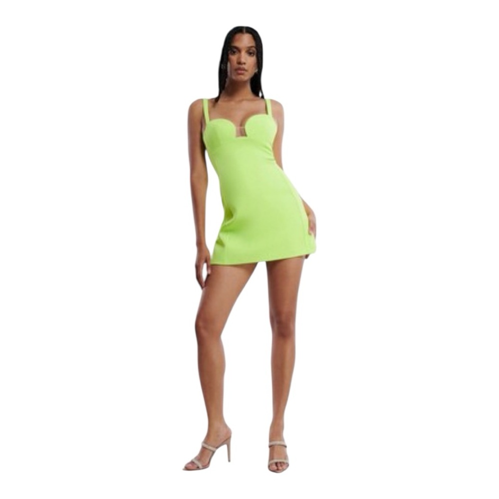 NWT BCBGMaxAzria Bardot A Line Mini Dress in Lime Green Size 6